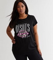 New Look Curves Black Bisous Logo T-Shirt